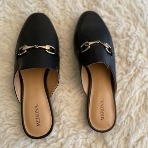 Black Slip on Mules